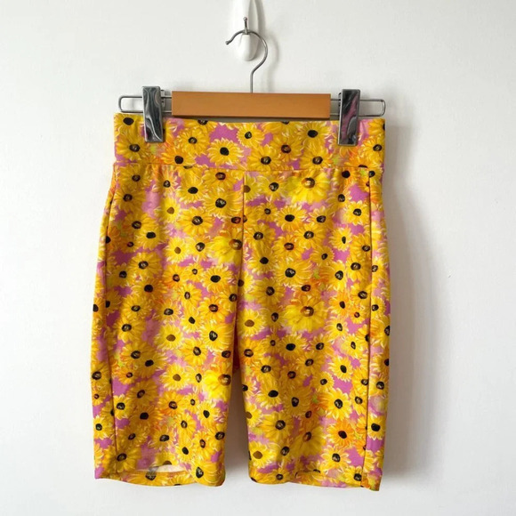 Zara 2 Piece SET One Shoulder Crop Top Biker Shorts Sunflower Yellow Size Medium - Picture 5 of 8